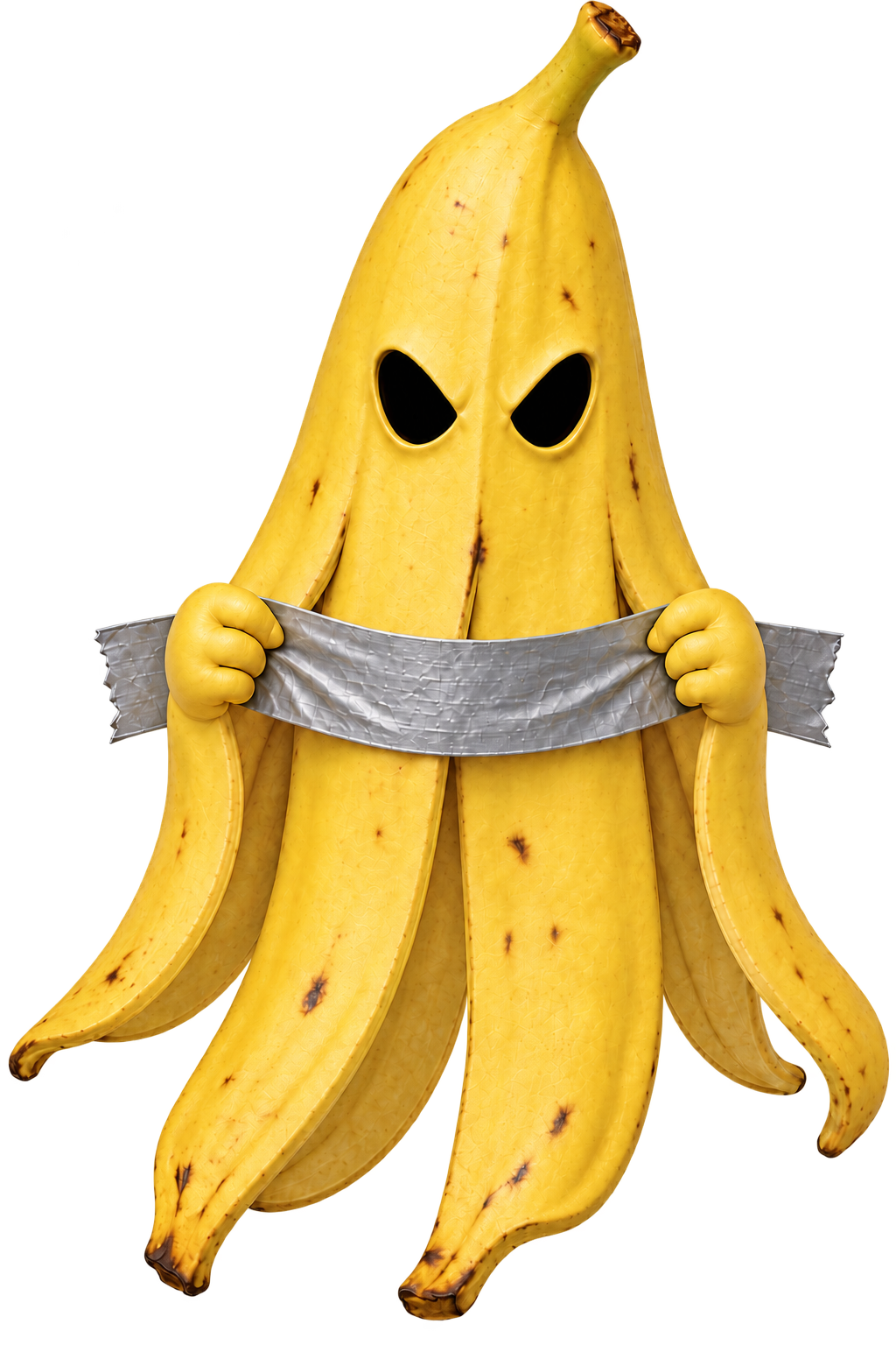 Ghost Comedian, a yellow banana ghost holding a strip of duct tape